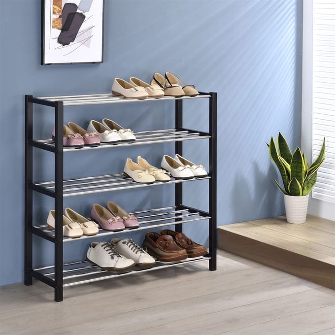 Schoenenrek DUBLIN met 5 planken – Zwart