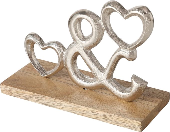 Hart - Liefde - Zilver - Aluminium - op voet - 16x11x7cm - Mango