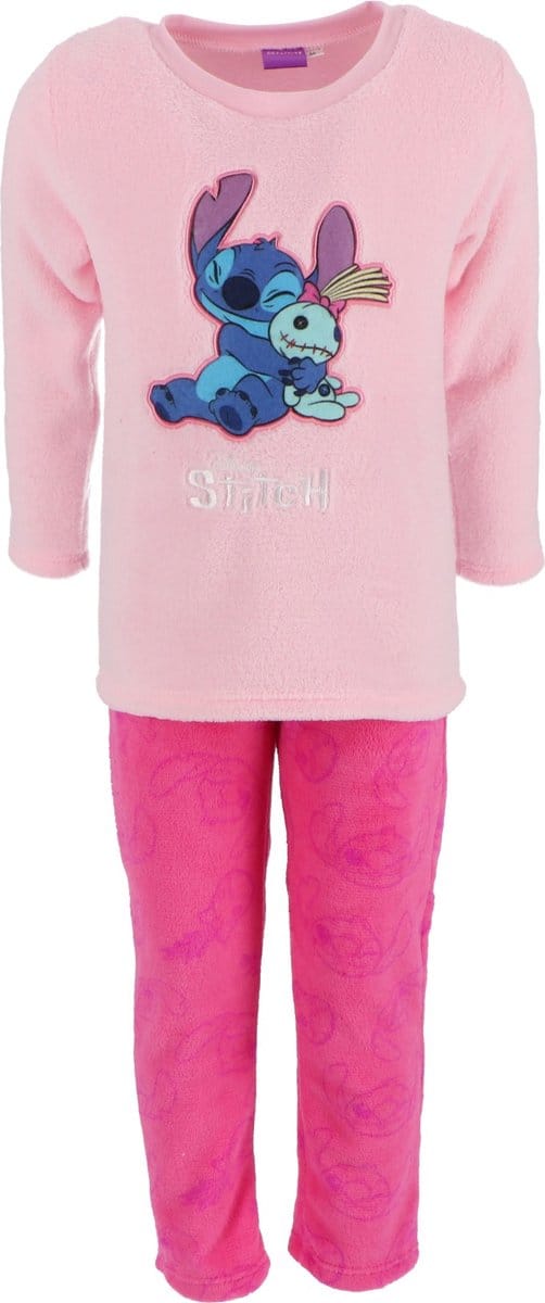 Lilo & Stitch Coral-Fleece Pyjama - Maat 122/128 - Roze - Kind