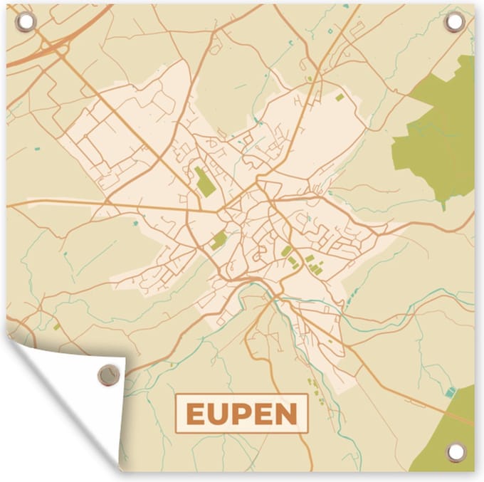 Tuindoek Stadskaart - Plattegrond - Vintage - Eupen - Kaart - België - 100x100 cm