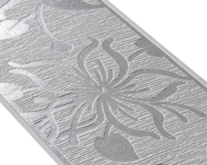 GRAFISCHE BLOEMEN BEHANGRAND | Zelfklevend - grijs zilver - A.S. Création Only Borders 11