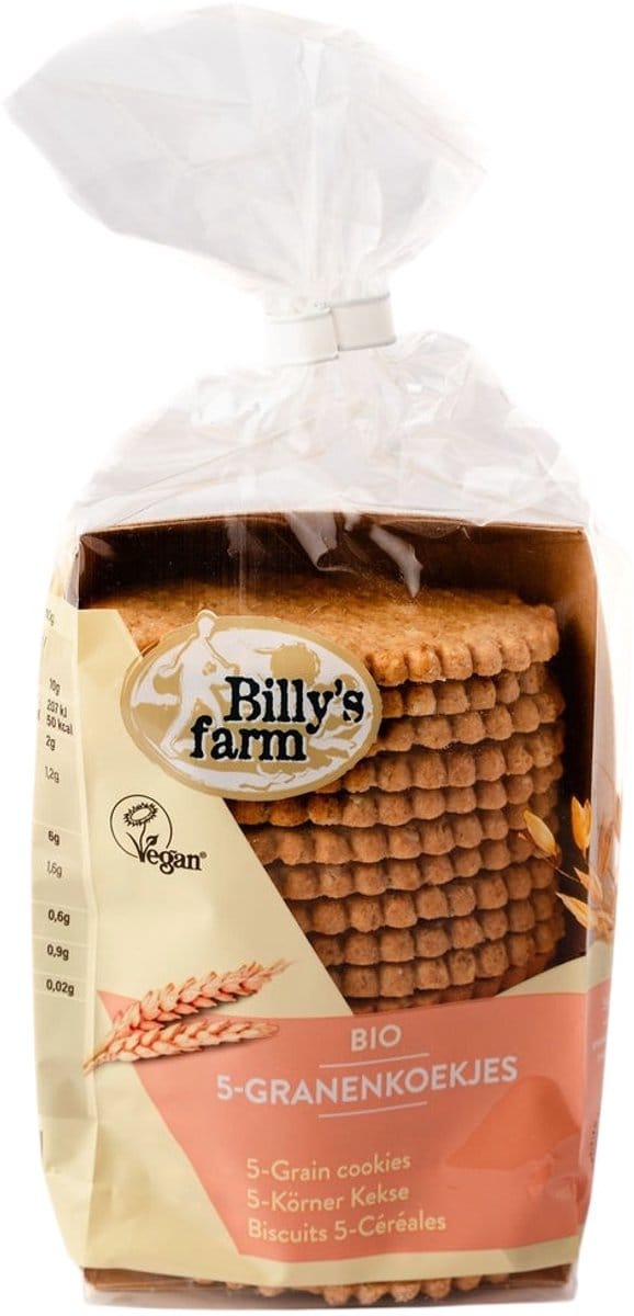 Billy's Farm Biologische 5-granenkoekjes (DOOS 8x175 gram grootverpakking) NL-BIO-01