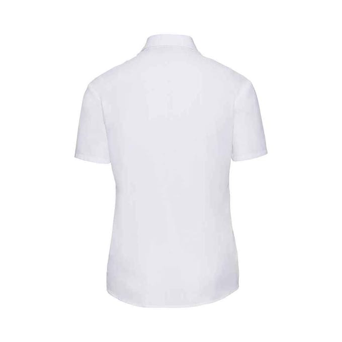 Russell Collection Dames/Dames Poplin Easy-Care Overhemd met Korte Mouwen (Wit)