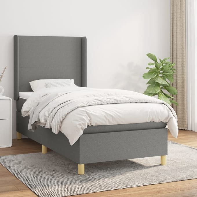 vidaXL - Boxspring - met - matras - stof - donkergrijs - 80x200 - cm