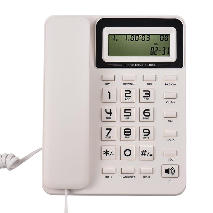 Desktop Vaste telefoon Vaste telefoon met LCD-scherm Dempen Pauze Wachten Flitser Opnieuw kiezen beige