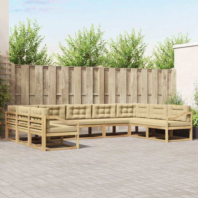 vidaXL - Buiten - bank - set - 9 - st - Wit - en - Beige