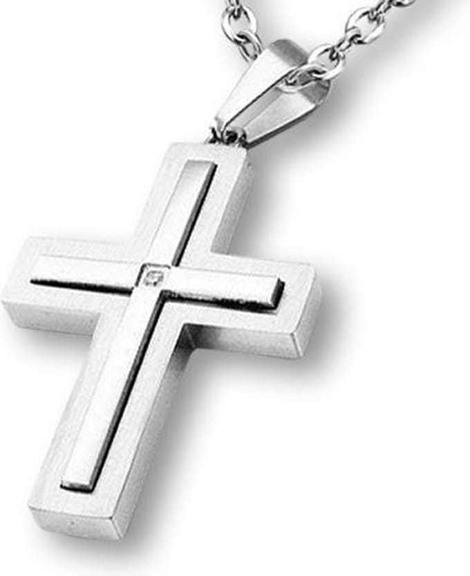 Amanto Ketting Djaruz A - 316L Staal PVD - Kruis - 35x25mm - 60cm