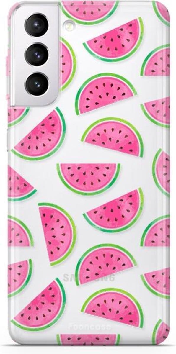 Fooncase Hoesje Geschikt voor Samsung Galaxy S21 Plus - Shockproof Case - Back Cover / Soft Case - Watermeloen
