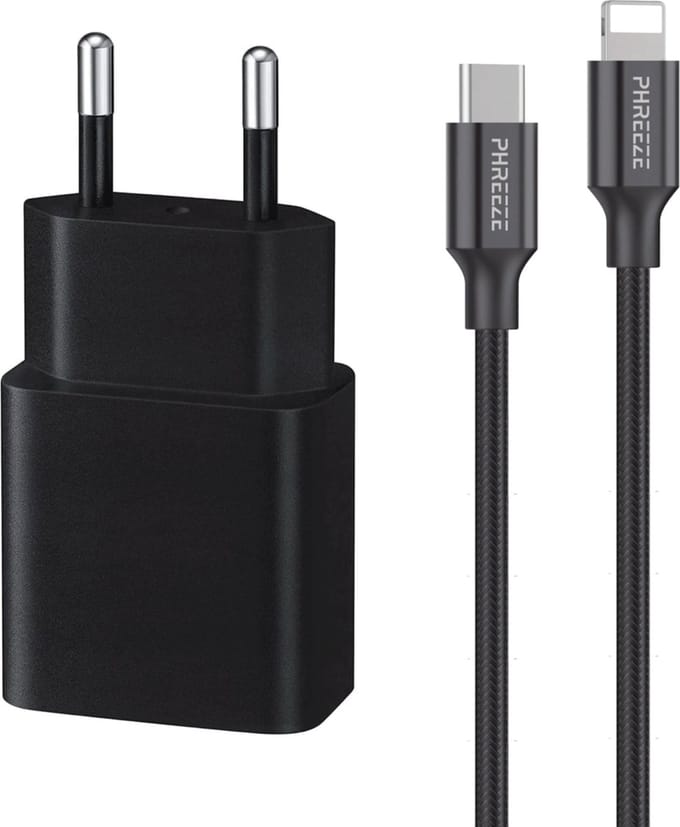 Snellader geschikt voor iPhone 14/13/12/11/X - Lightning Kabel 30CM kort - 20 Watt - Power Delivery