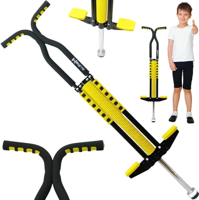 Springstok - Pogo stick - Buiten spelen - Robuust stalen frame - 104 cm - Geel