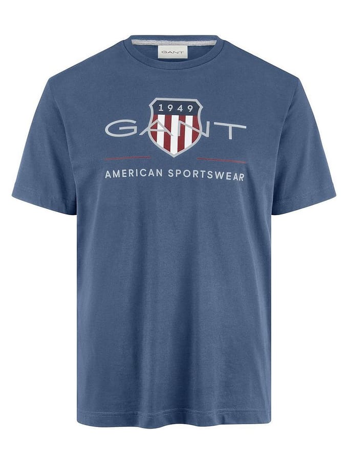 Shirt ronde hals 100% katoen Van GANT blauw