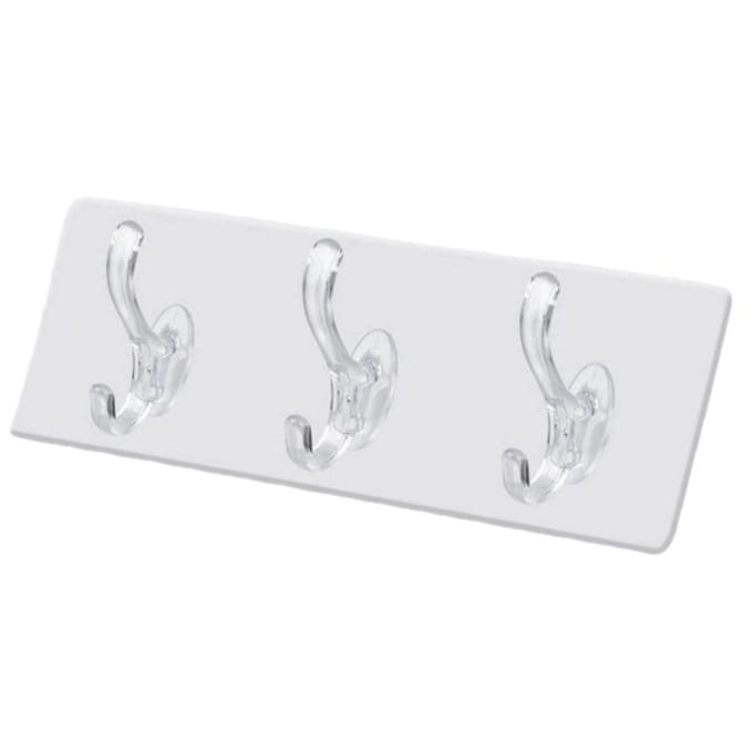 Wandgemonteerde Kapstok PVC Sterk Stabiel Multifunctioneel Eenvoudige Wandhanger met 3 Haken voor