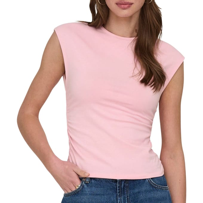 slim fit T-shirt van katoenmix model 'MIRA'