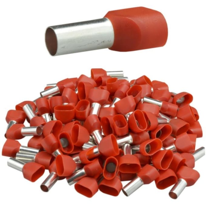 Trytyt - Isolatie Dubbele Kabeleindhuls - 2x1.5mm² - Rood - 8mm - 100 stuks