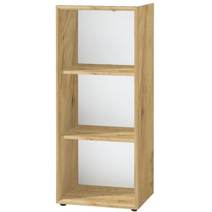 Legbord MONTERIA, glazen legger, 3 OH, B 400 x D 370 x H 1200 mm, Navarraanse eik/wit