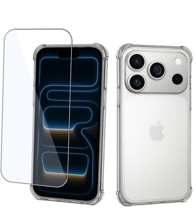ChiGuard Hoesje & Screenprotector geschikt voor iPhone 17 Pro Max Hoesje Screenprotector - Gehard Glas Cover + Shock Proof Case - Transparant