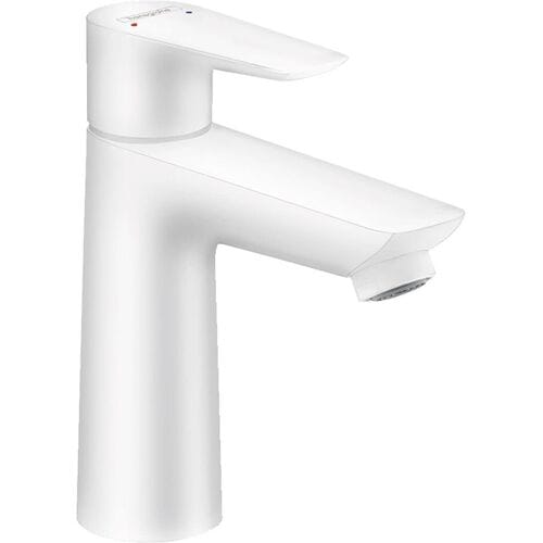 Hansgrohe talis e single lever basin mixer 110 with pop-up waste set matt white