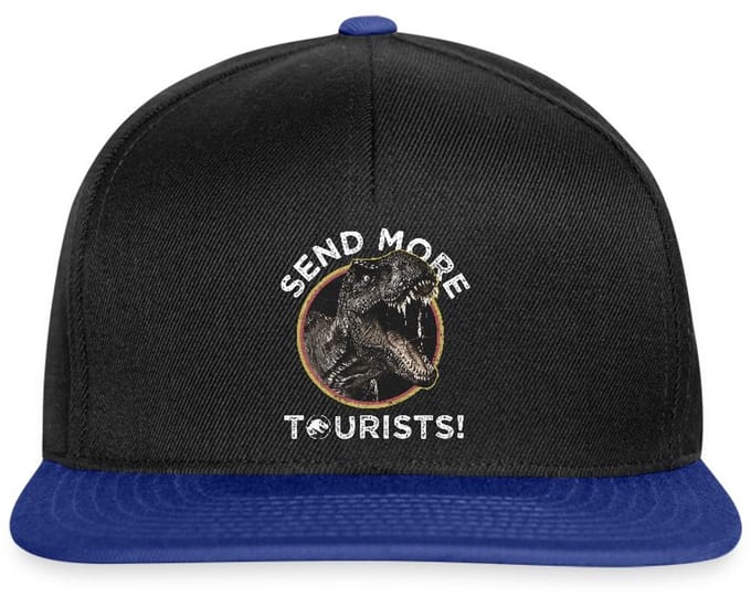 Jurassic Park T-Rex Send More Tourists! Snapback cap