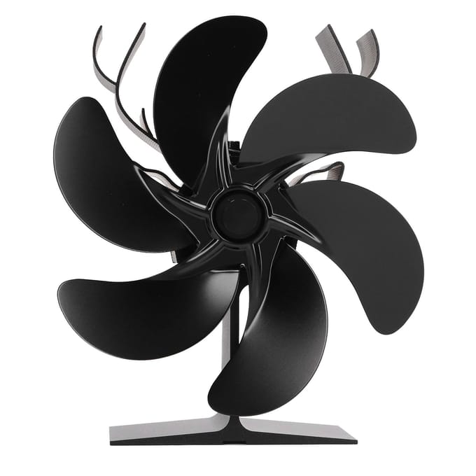 Houtkachelventilator 6 Bladen Warmteaangedreven Brandende Openhaardventilator Circuleert Warme Energiebesparende Hoog black