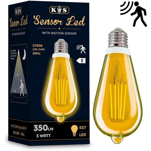 KS Verlichting - Spiral - Led lamp - E27 - lichtbron - lichtsensor - bewegingssensor - sensor - 2700K
