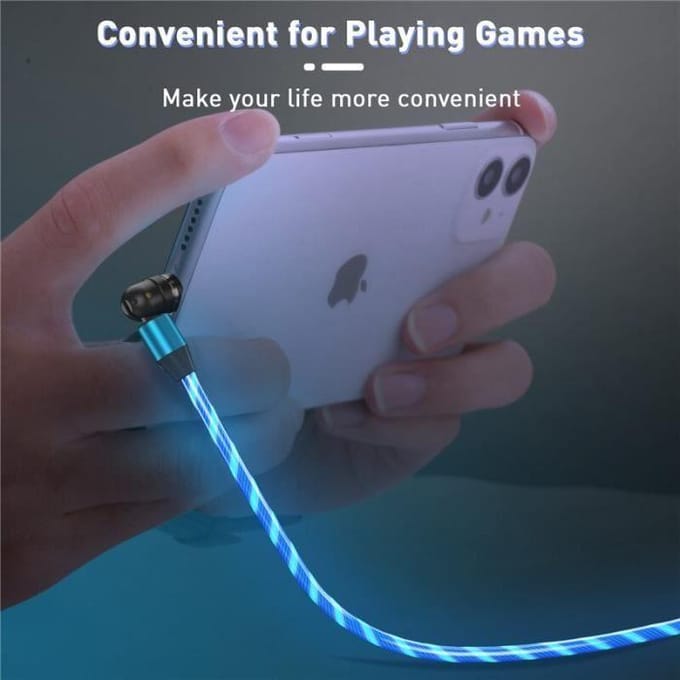 Rood Type C-1m -magnetische USB type c-kabel met 540° roterende LED-verlichting, snelladen, USB-Micro-kabel, voor iPhone 12