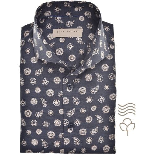 John Miller Overhemd Fantasy Pattern Cotton Easy-Care Navy / male