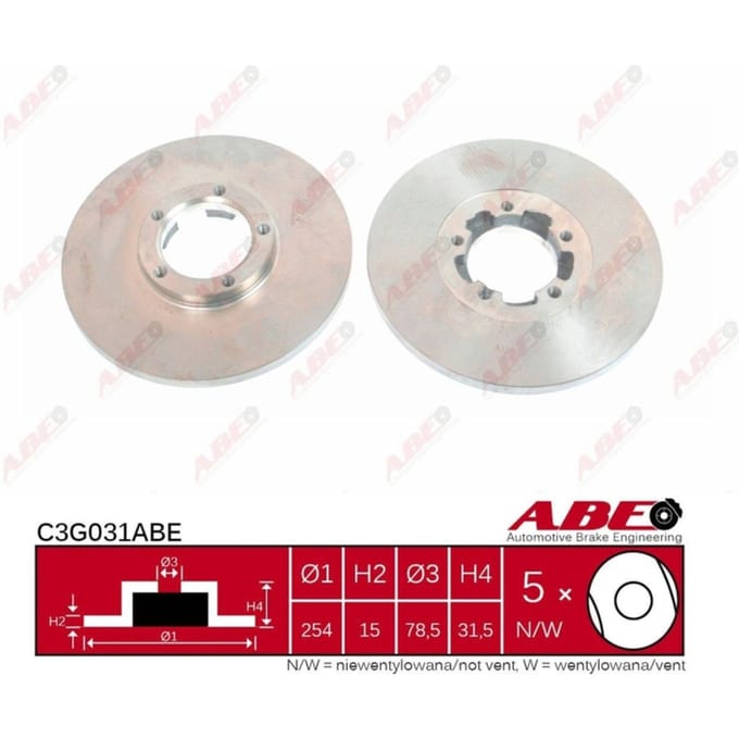 Remschijf ABE C3G031 voorkant, compleet, 1 Stuk