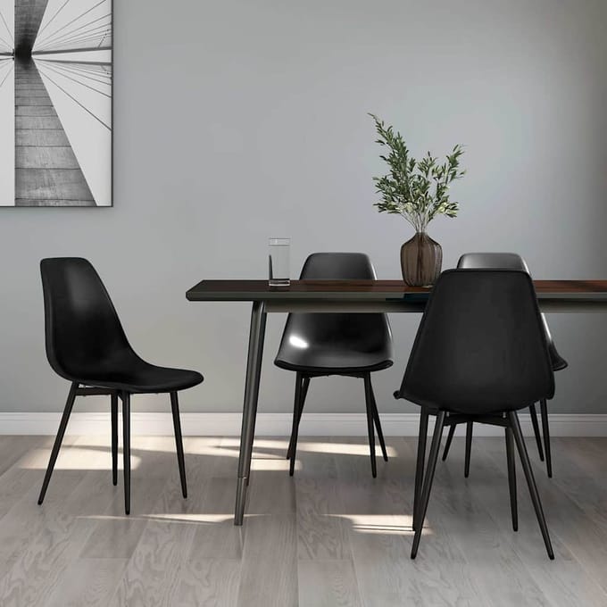 vidaXL Eetstoelen Set van 4 - Zwart, PP-materiaal, 46 x 52 x 84 cm