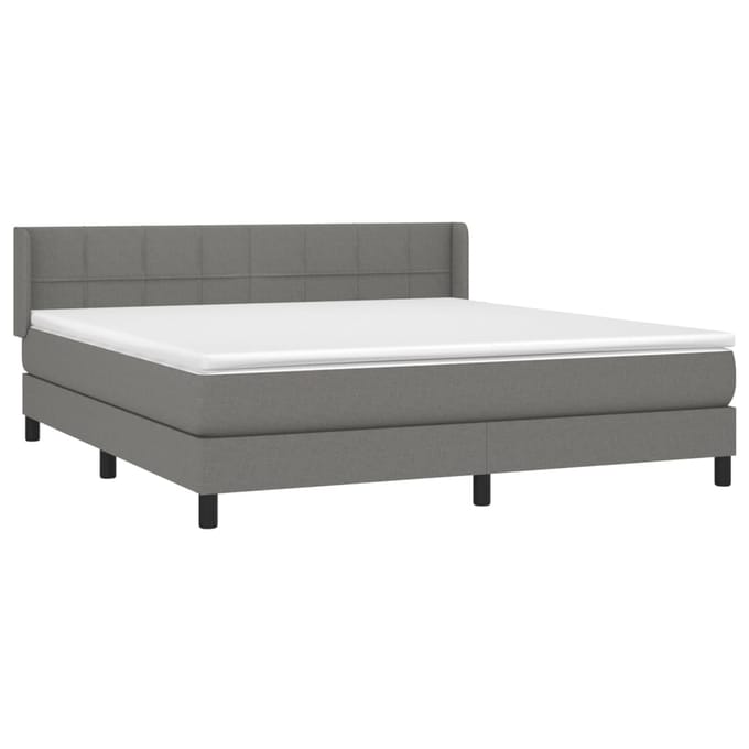vidaXL - Boxspring - met - matras - stof - donkergrijs - 160x200 - cm