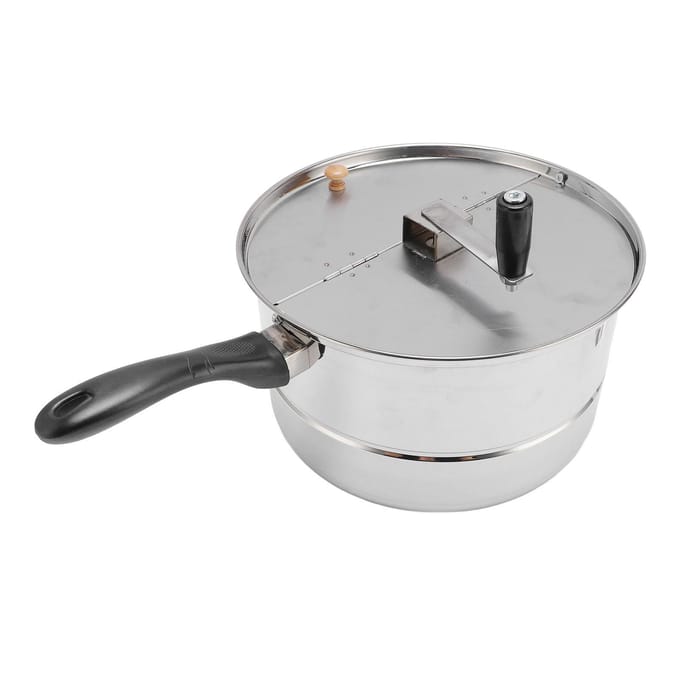 Kookplaat Popcorn Maker Roestvrij Staal Popcorn Popper met Handzwengel Popcorn Pan voor Gas Elektrisch L gray
