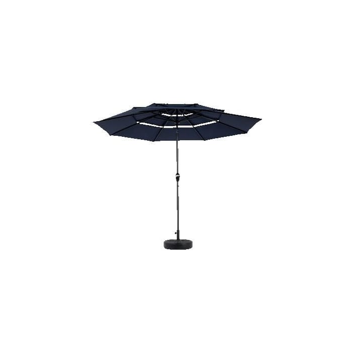 Parasol extérieur - MUVOE - Double face - Rectangulaire 4,5 m - Manivelle - Bleu marine bleu