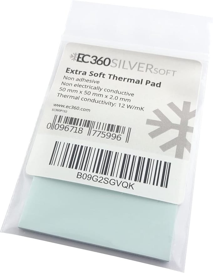 Thermische Pad - Koelpasta Pad - Componenten Koelen - Hoge Warmtegeleiding - 50 x 50 x 2.0 mm - Zilver