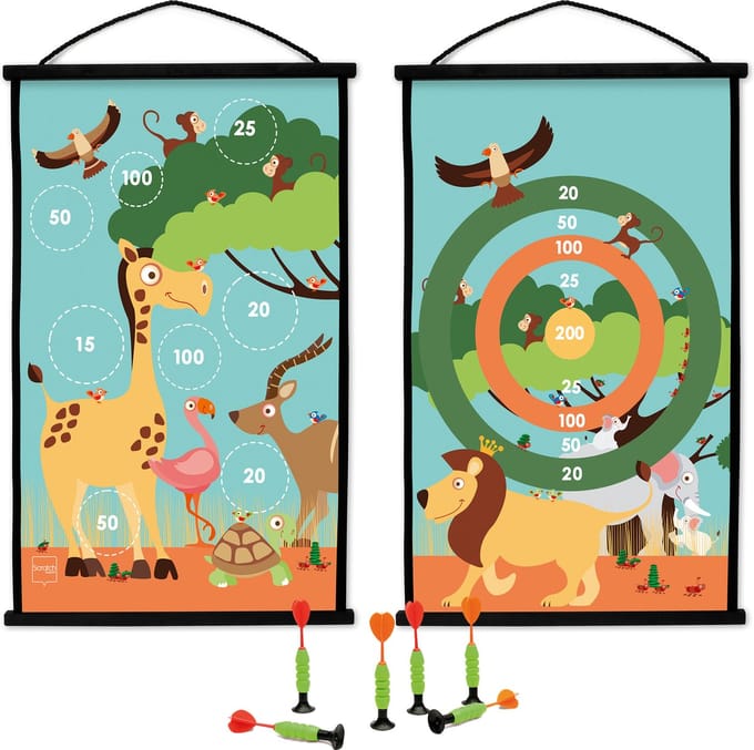 Scratch Dartbord Safari 2-zijdig 60 X 38 Met 6 Dartpijlen