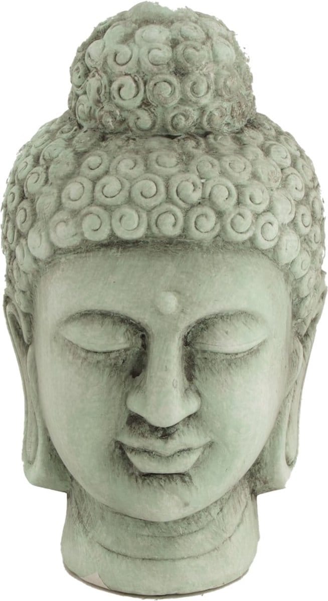 Boeddhabeeld - Hoofd van Boeddha - Groen - 22,5 cm hoog