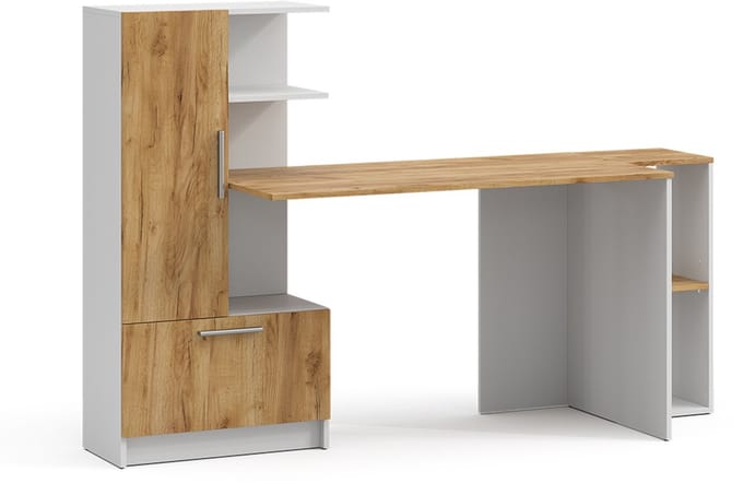 Vicco Bureau Tomy, Wit/Goudkleurig Eiken, 150 x 59 cm Set van 2