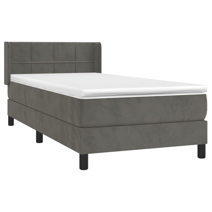 vidaXL - Boxspring - met - matras - fluweel - donkergrijs - 100x200 - cm