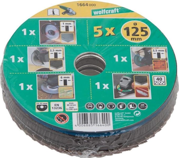 wolfcraft - Starterset voor haakse slijpers 5-dlg. - 1664000