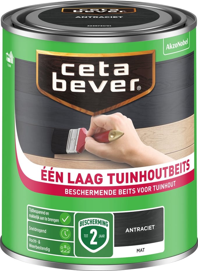Cetabever - Een Laag Tuinhoutbeits - Antraciet - 750 Ml