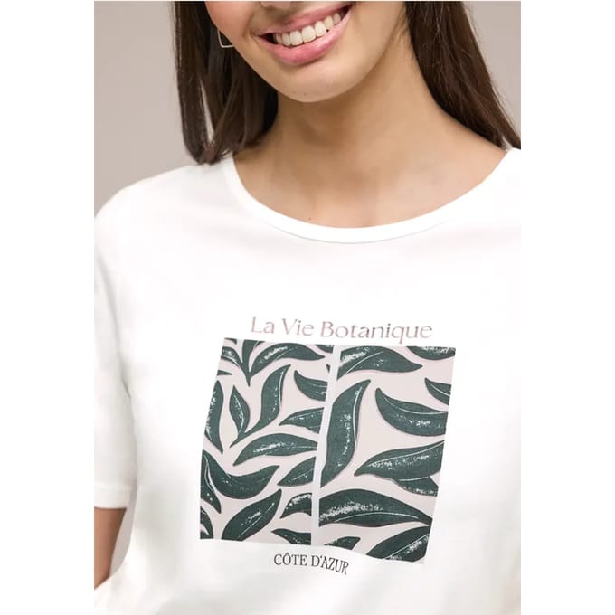 Shirt met ronde hals en artwork van bladeren