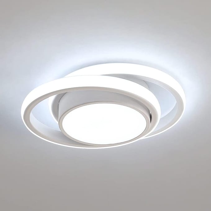 Dubbele cirkel aluminium LED plafondlamp - wit, 36W, 6500K wit licht
