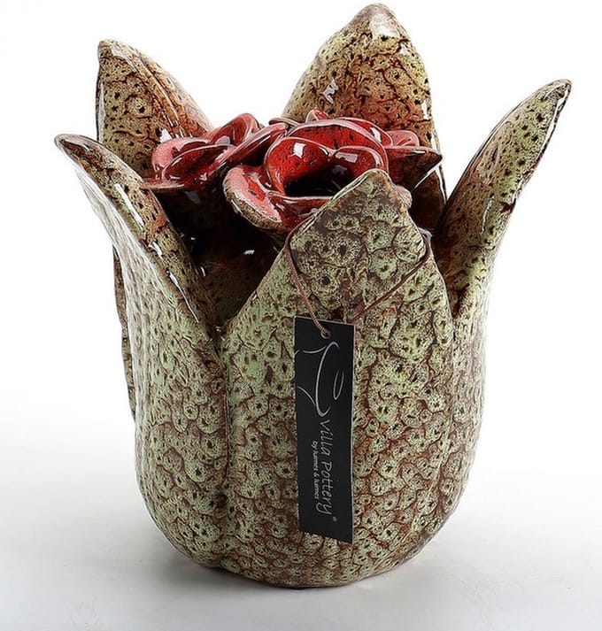Vaas Lilou groen rood 21x21xH21