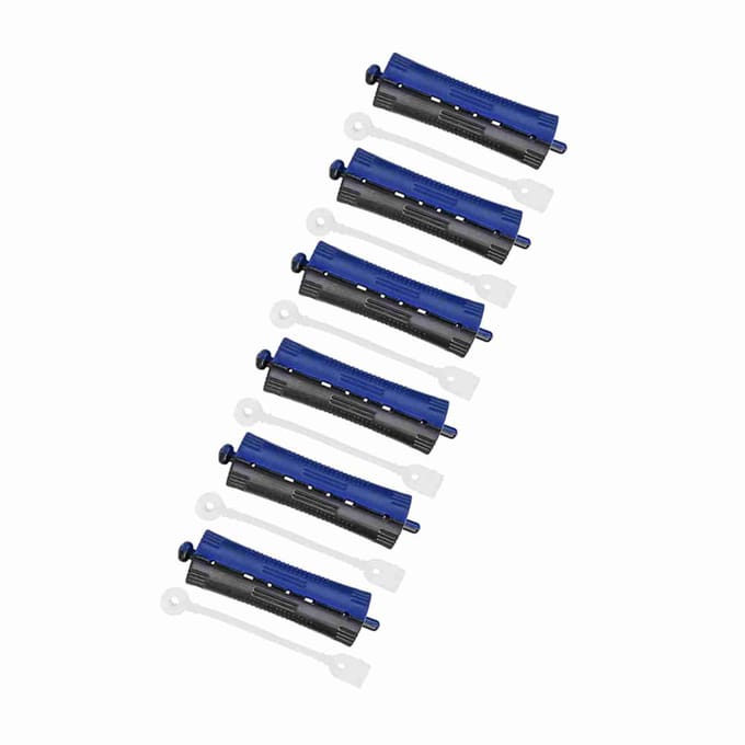 Lot de 6 bigoudis chauffants pour cheveux ondulés, avec élastique, outil de coiffure #3 No. 3 blue