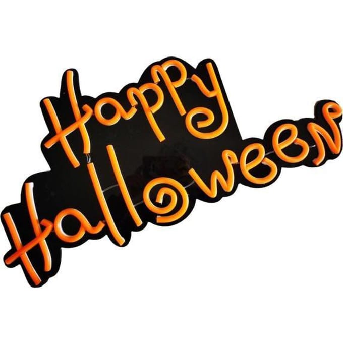 TotallyHalloween.nl Happy Halloween Neon-verlichting - 60 x 30 cm - Oranje