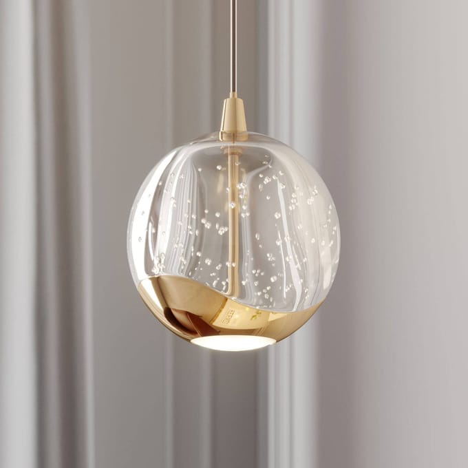 Lucande LED hanglamp Hayley, Ø 9 cm, goudkleurig, glas