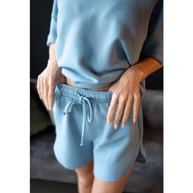 By Louise Dames Kort Huispak Modal Blauw - Maat M
