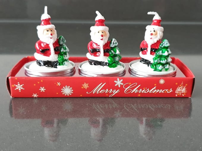 Kerst Kaars - Kerstman - 3 Stuks