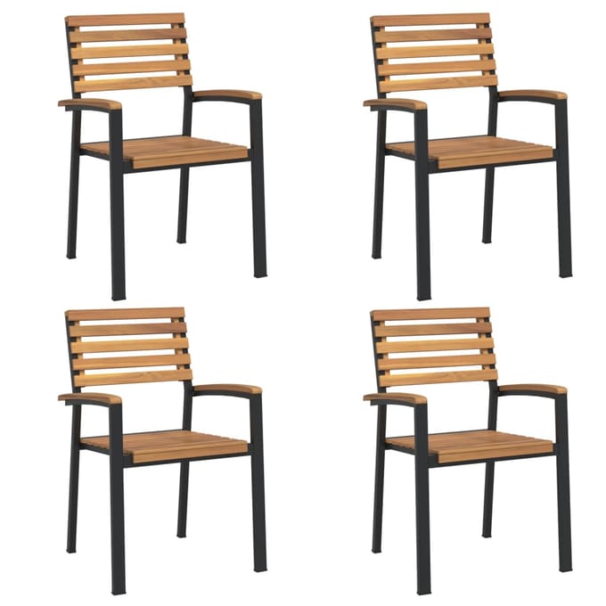 vidaXL - 5-delige - Tuinset - massief - acaciahout - en - metaal