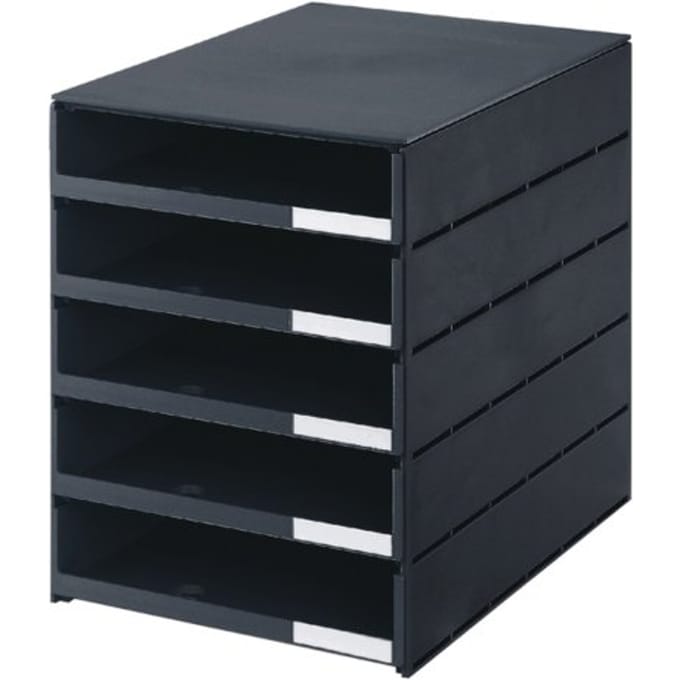 Ladenbox styroval 5 laden open zwart