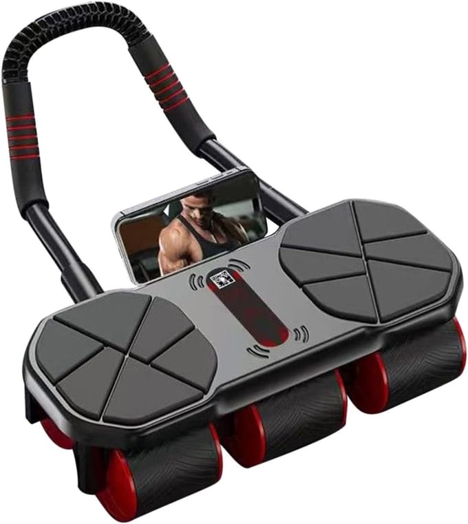 Buikroller Wiel - Core Trainer - Krachtige Core Training - Automatische Rebound - 36x42x22cm - Rood Zwart