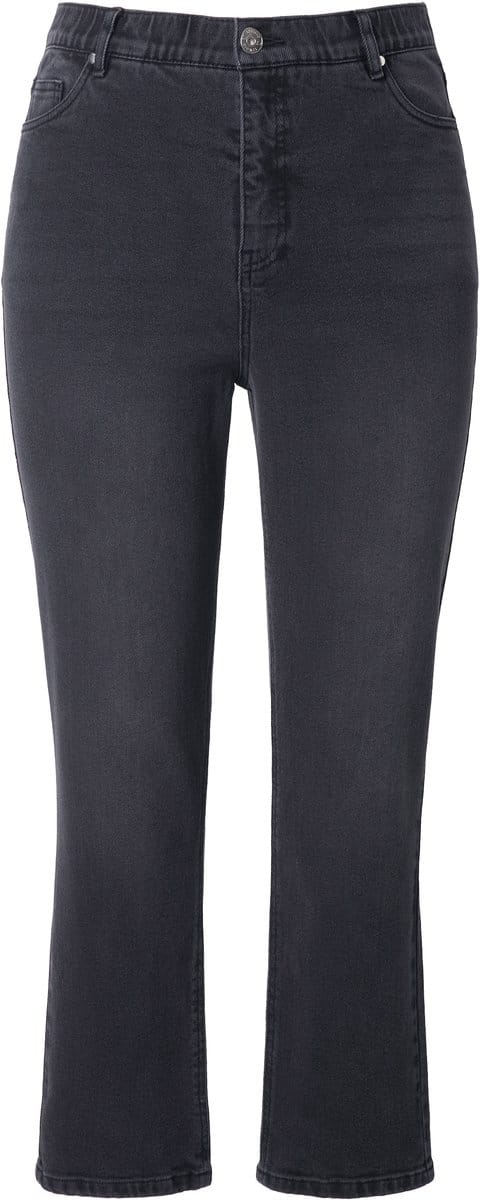 Studio Untold - Dames - Mom jeans wijde pijpen 5-pocket elastische tailleband - Zwart - Maat 54